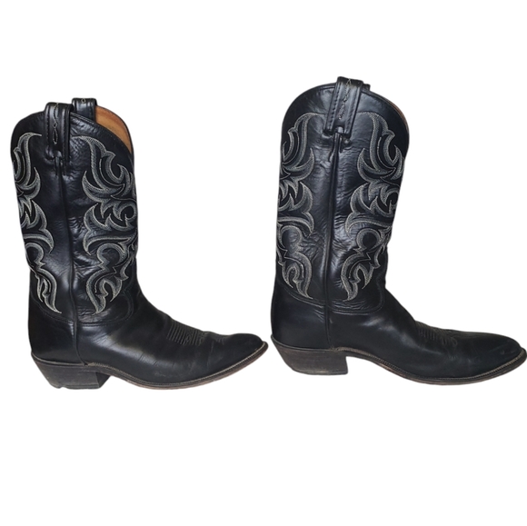 TONY LAMA Cowboy / Western Boots  Genuine Leather Black Men’s Size 10 D 7926 - Picture 4 of 15